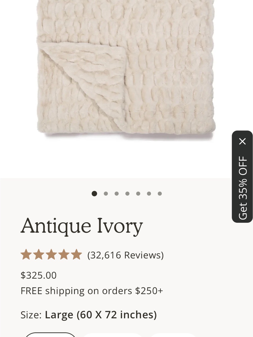 Plush Antique Ivory Throw Blanket - Home Accents Decor